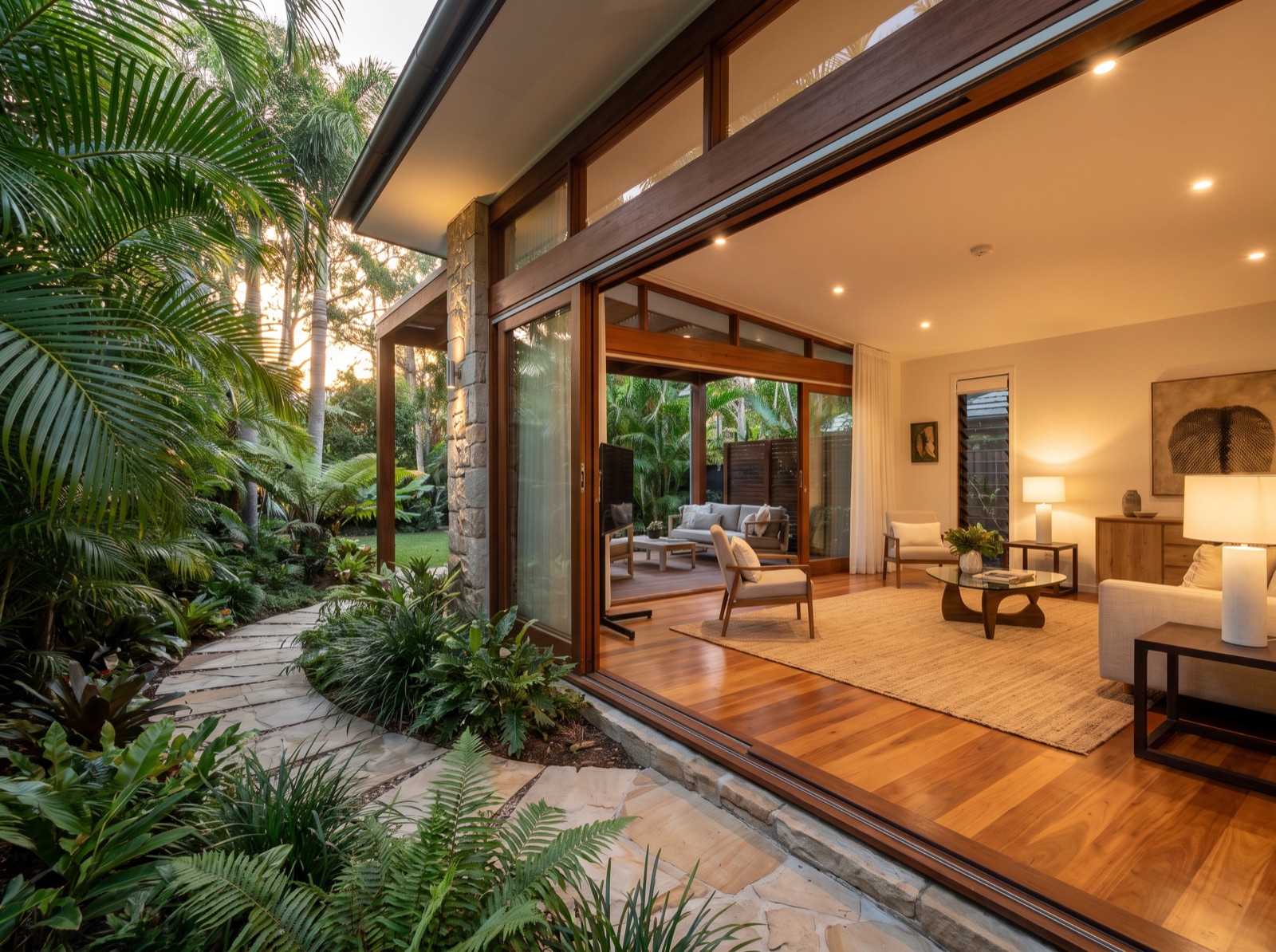 House interior opening onto a serene private garden